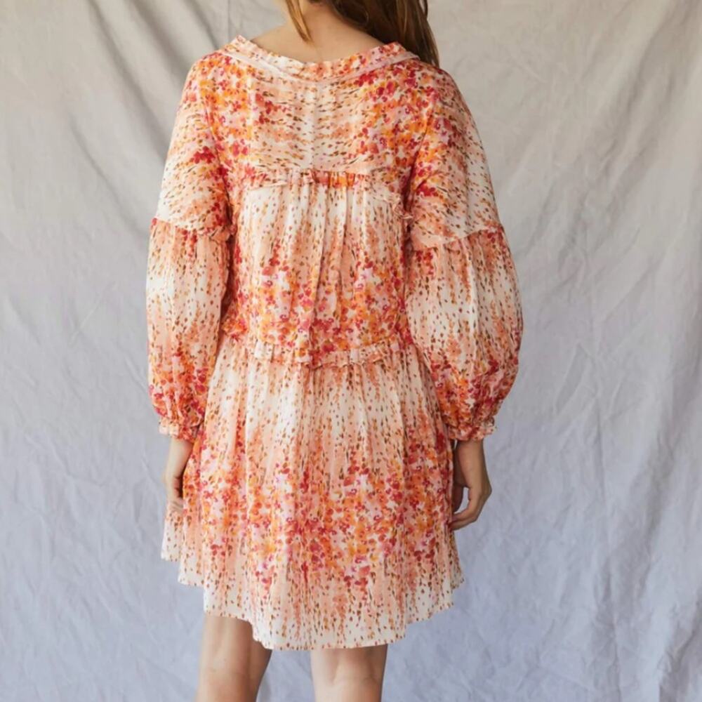 NWT Christy dawn the Adeline dress in sunset gladiola - orange pink floral large - Picture 3 of 13